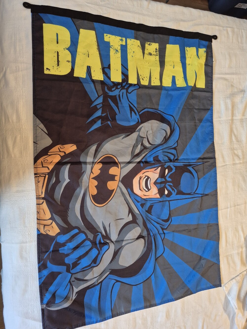 Batman wall banner from 6 Flags 2 loops to hang on wall EUC